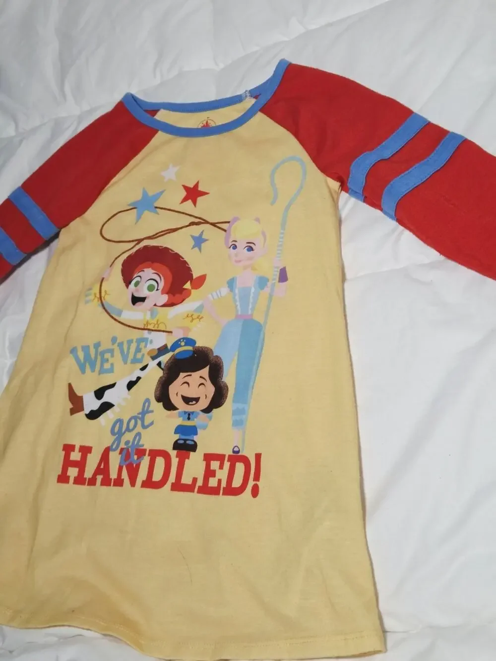 Disney Toy Story 4 Bo Peep Nightgown Girls Sz 4 Yellow Red We've Got It Handled